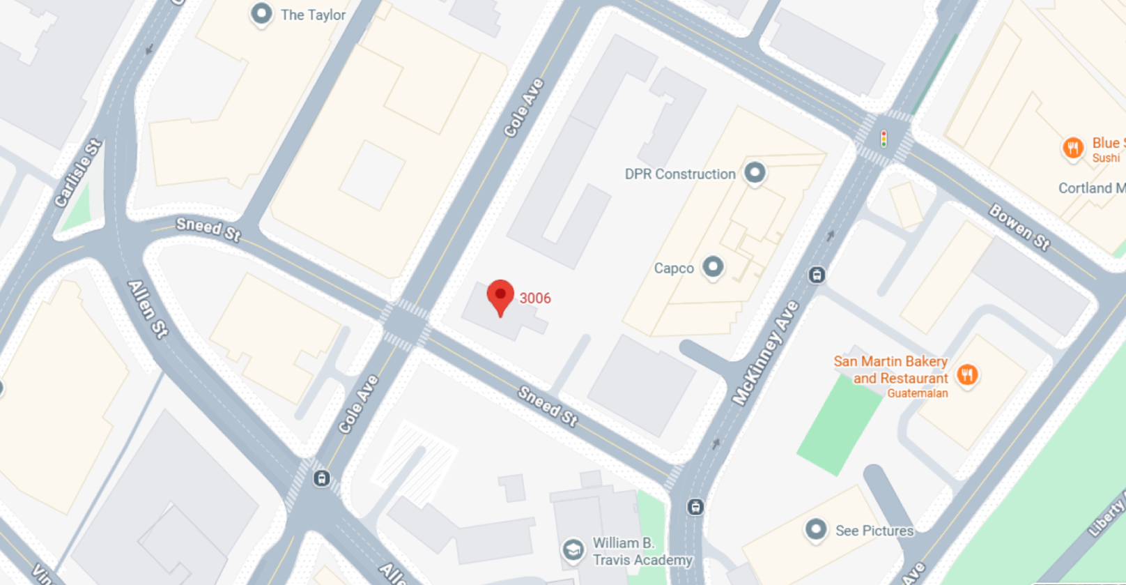 Map with red location pin at 3006