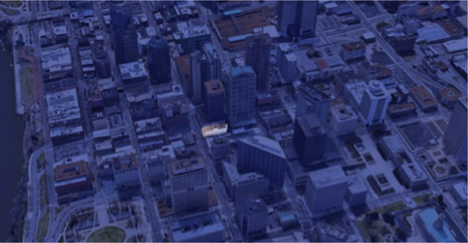 Aerial view of cityscape at night