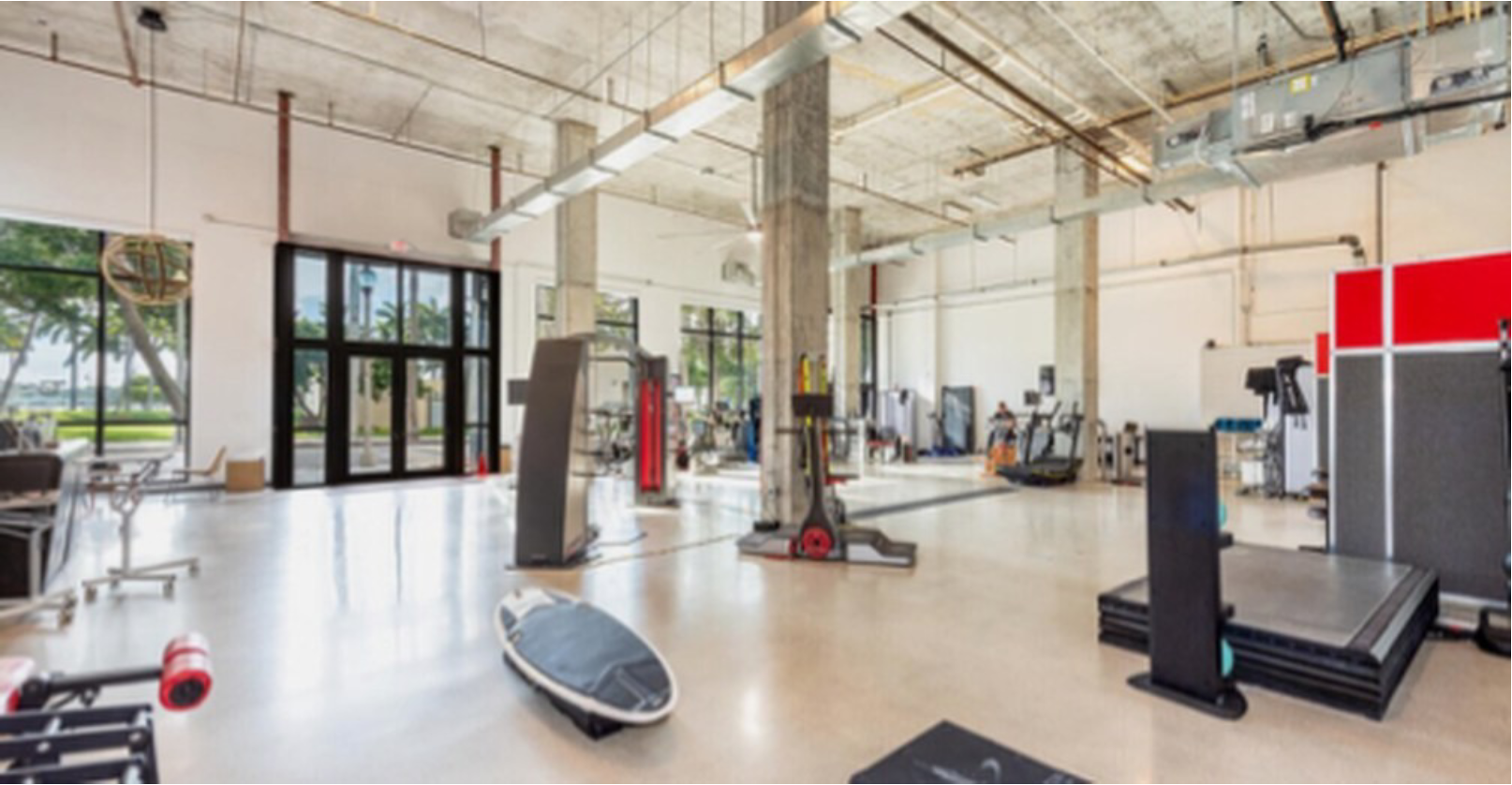 Industrial-style gym interior with equipment