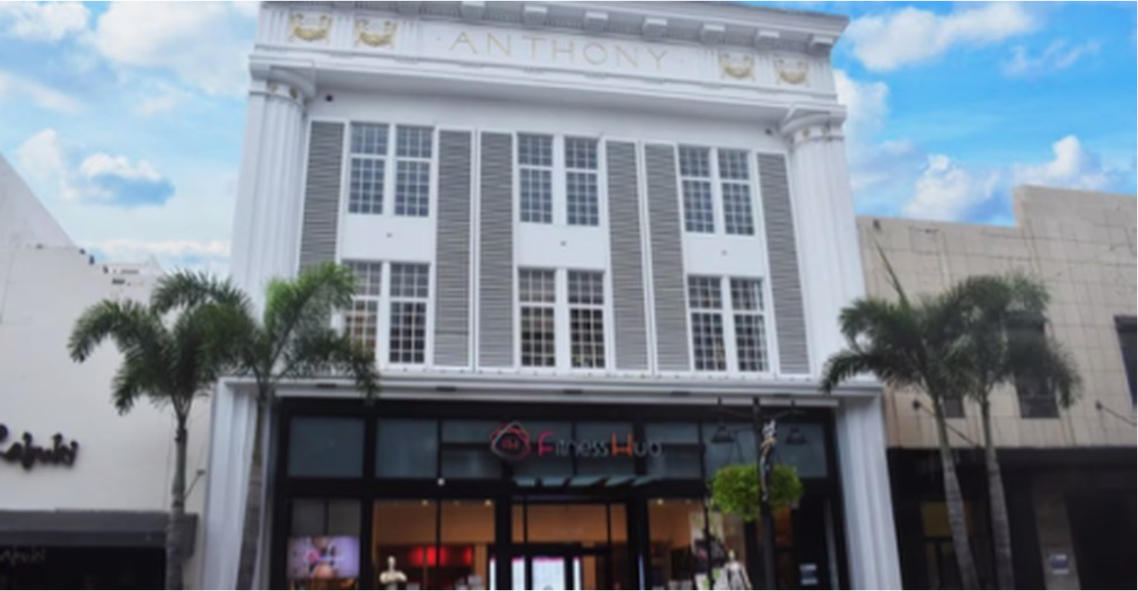 White facade, blue sky background