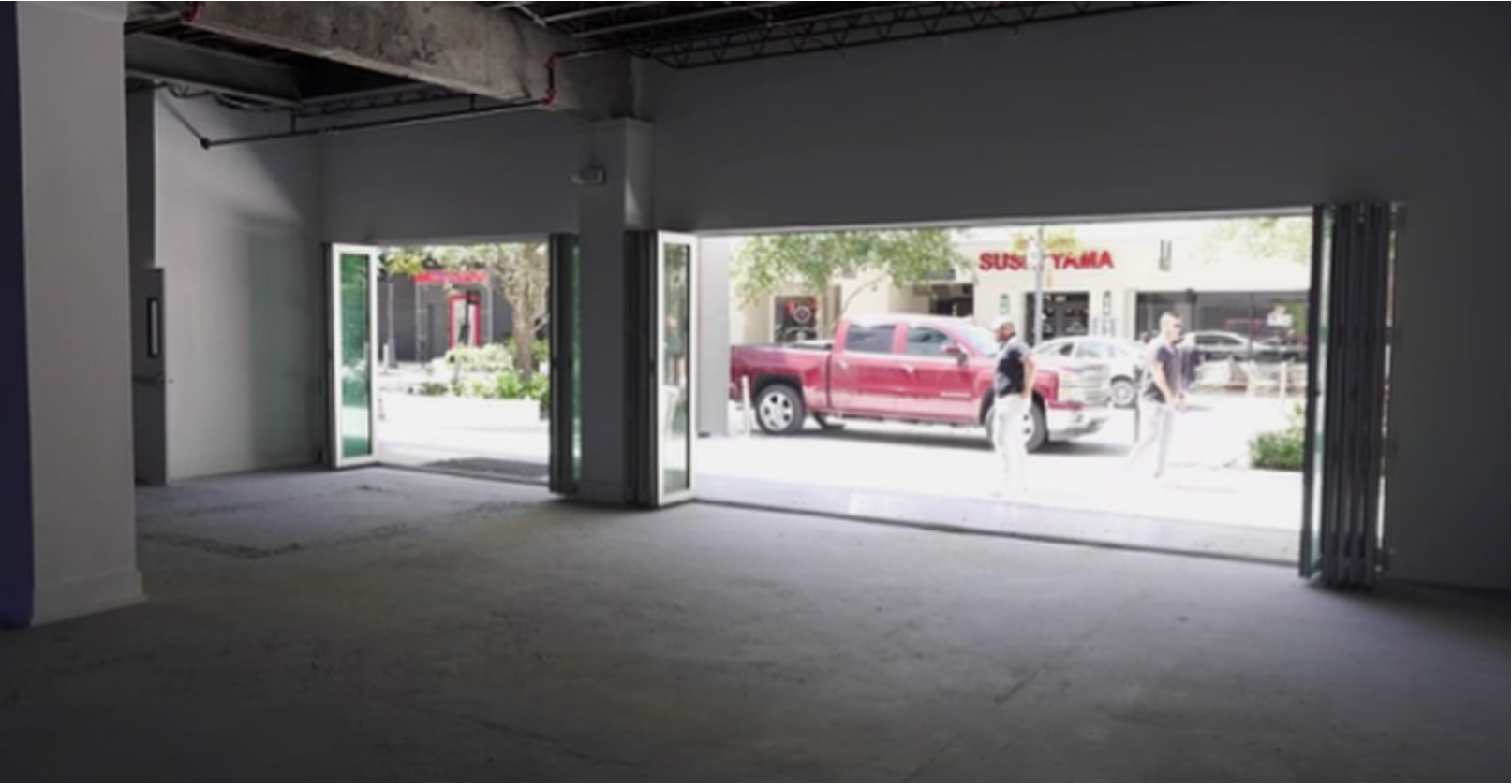 Street view from inside vacant store