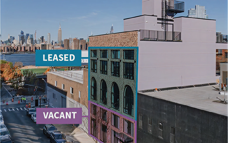 Building with leased and vacant spaces