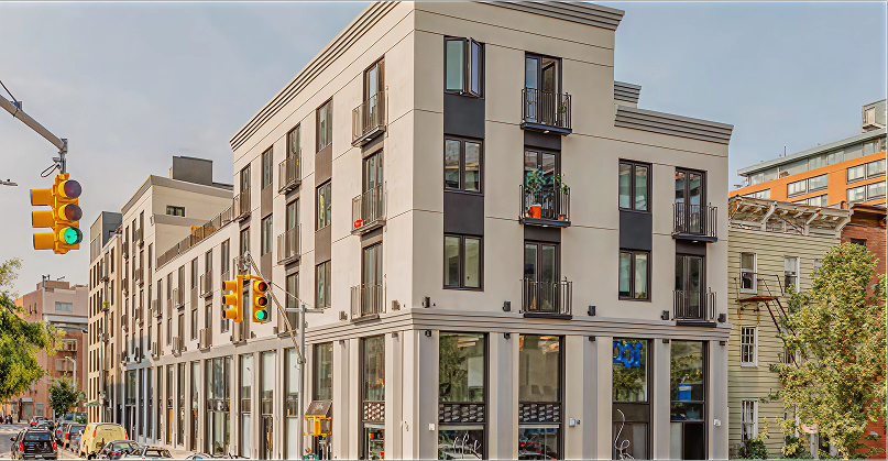 Urban residential architecture with traffic lights