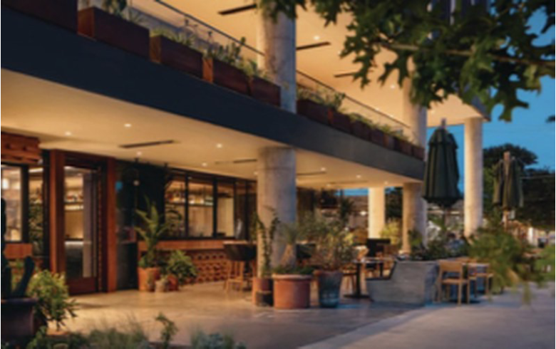 Contemporary cafe with outdoor seating