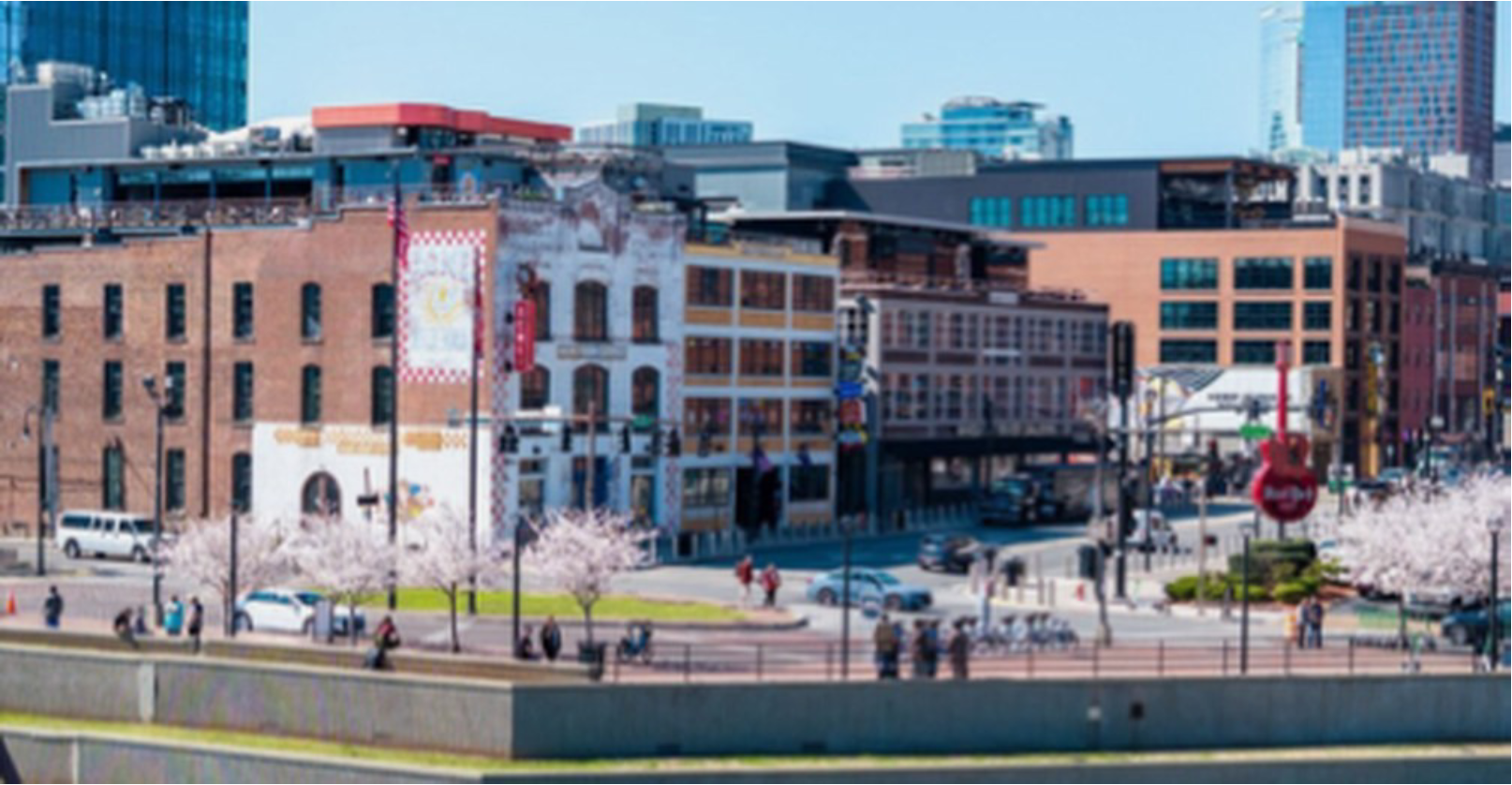 Historic brick buildings in urban setting