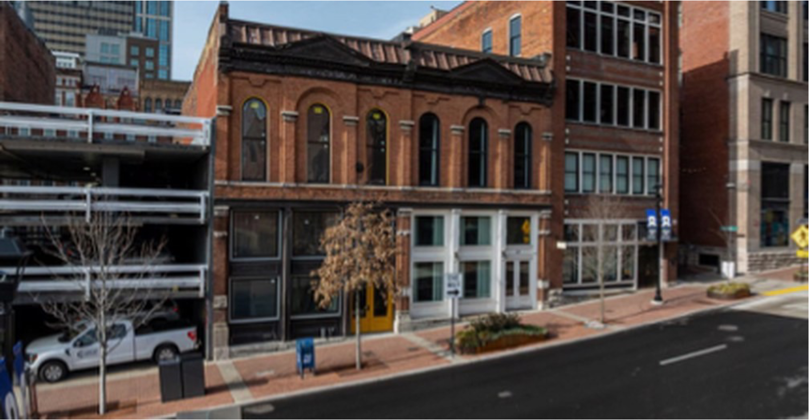 Historic brick building on urban street