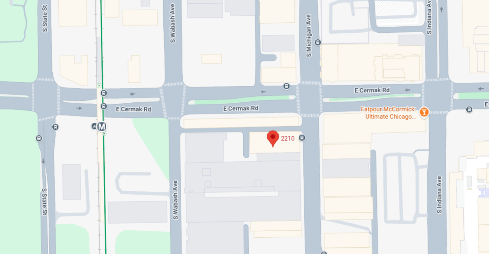 Map showing pin at 2210 E Cermak