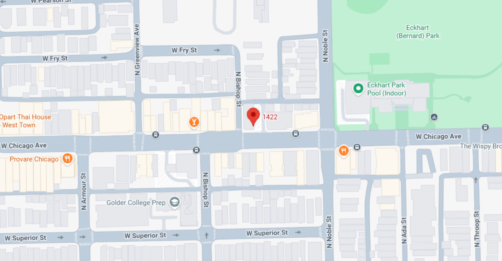 Map showing 1422 on W Chicago Avenue